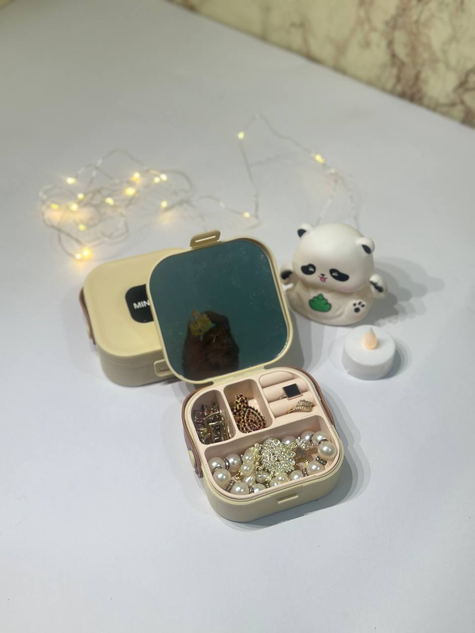 Mini Travel Jewelry Organizer Box with Mirror