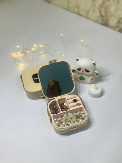Mini Travel Jewelry Organizer Box with Mirror