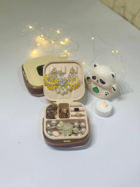Mini Travel Jewelry Organizer Box with Mirror