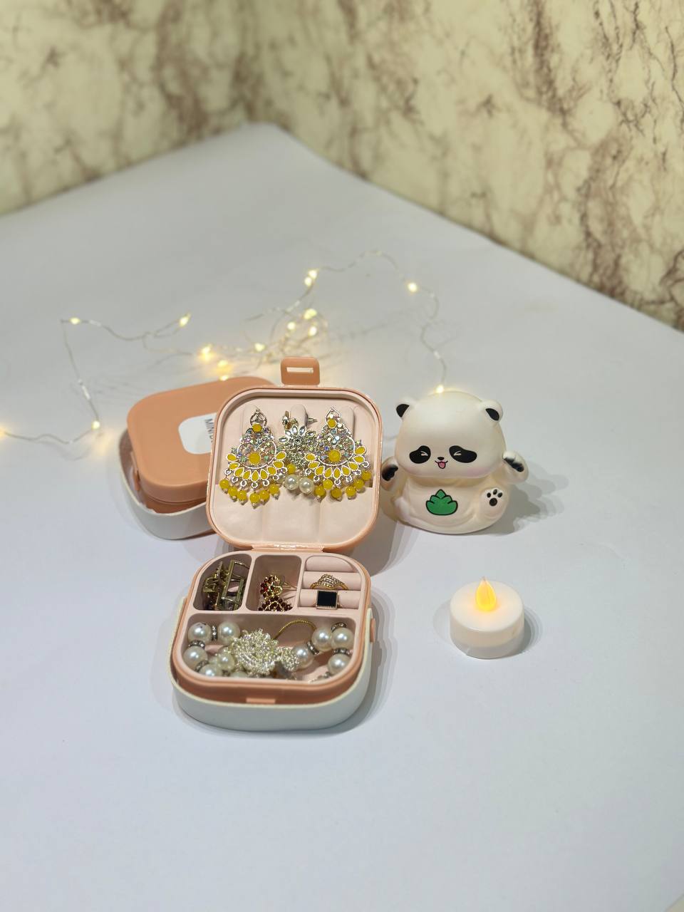 Mini Travel Jewelry Organizer Box with Mirror