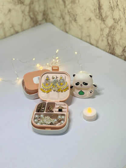 Mini Travel Jewelry Organizer Box with Mirror